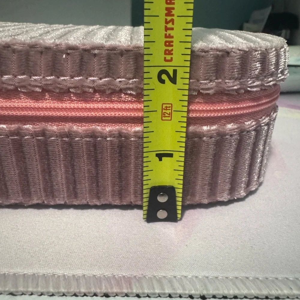 Textured Pink Velvet Jewelry Travel Case
